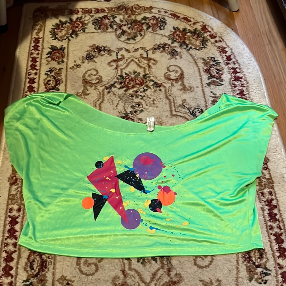 80s ink blotted crop tee